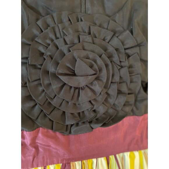 Anthropologie Burlap Brand Striped Dress With Embellished Rosette Bodice & Waist - Picture 5 of 7